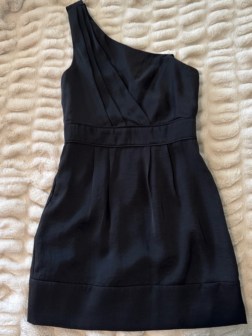 BCBGeneration One Shoulder Ruffle Black Mini Dress LBD Size 10
